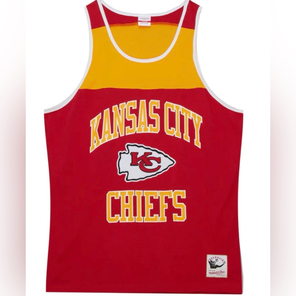 NWT Men's Mitchell & Ness Red/Gld Kansas City Chiefs Heritage Colorblock LG Tank